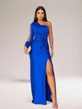 Asymmetrisches Einärmeliges Abendkleid - Joy in Blau