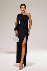 Asymmetrisches Einärmeliges Abendkleid - Joy in Schwarz