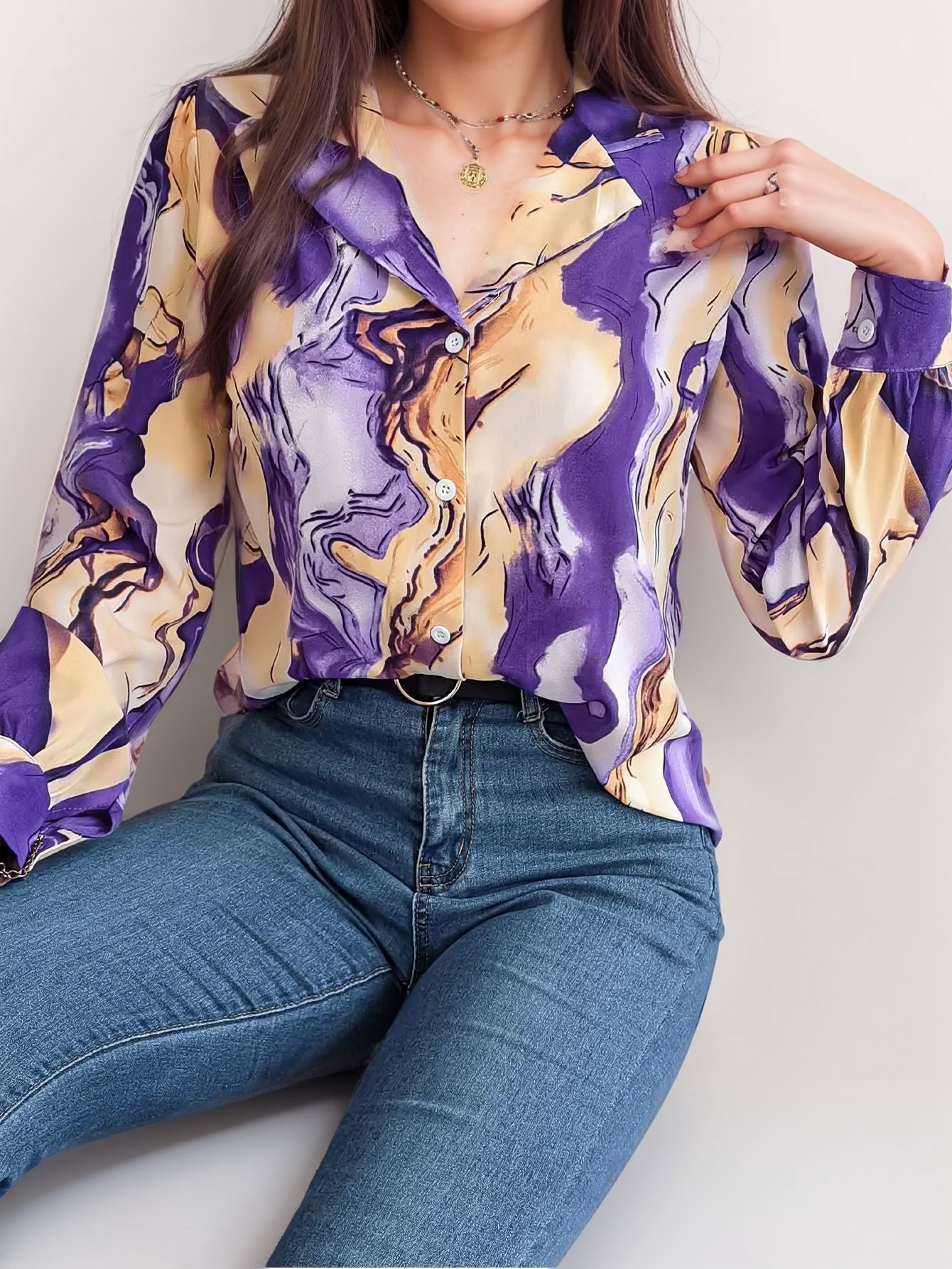 Satin-Bluse mit Muster | Elegant und Vielseitig | Bequemer Schnitt