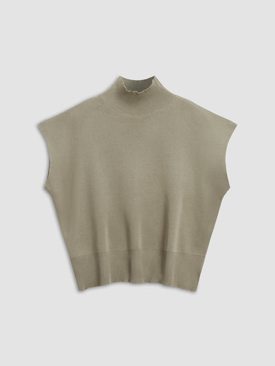 Ärmelloses Stricktop | Hoher Kragen & Fließende Passform | Minimalistisch & Elegant