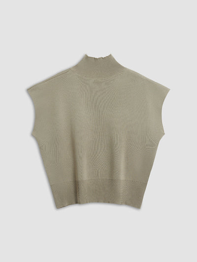 Ärmelloses Stricktop | Hoher Kragen & Fließende Passform | Minimalistisch & Elegant