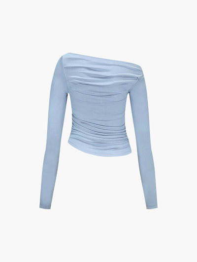 Schulterfreies Longsleeve | Drapierte Details | Elegante Schlichtheit