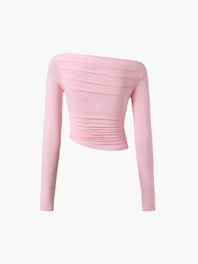Schulterfreies Longsleeve | Drapierte Details | Elegante Schlichtheit
