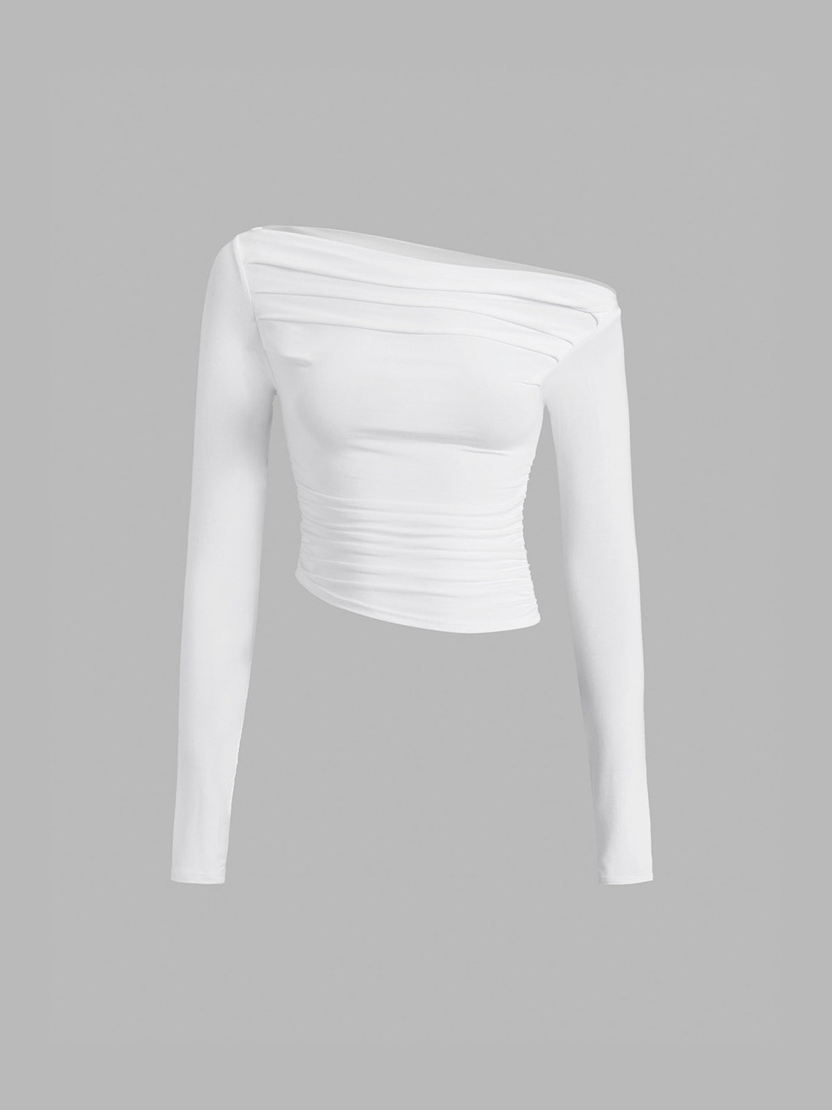 Schulterfreies Longsleeve | Drapierte Details | Elegante Schlichtheit