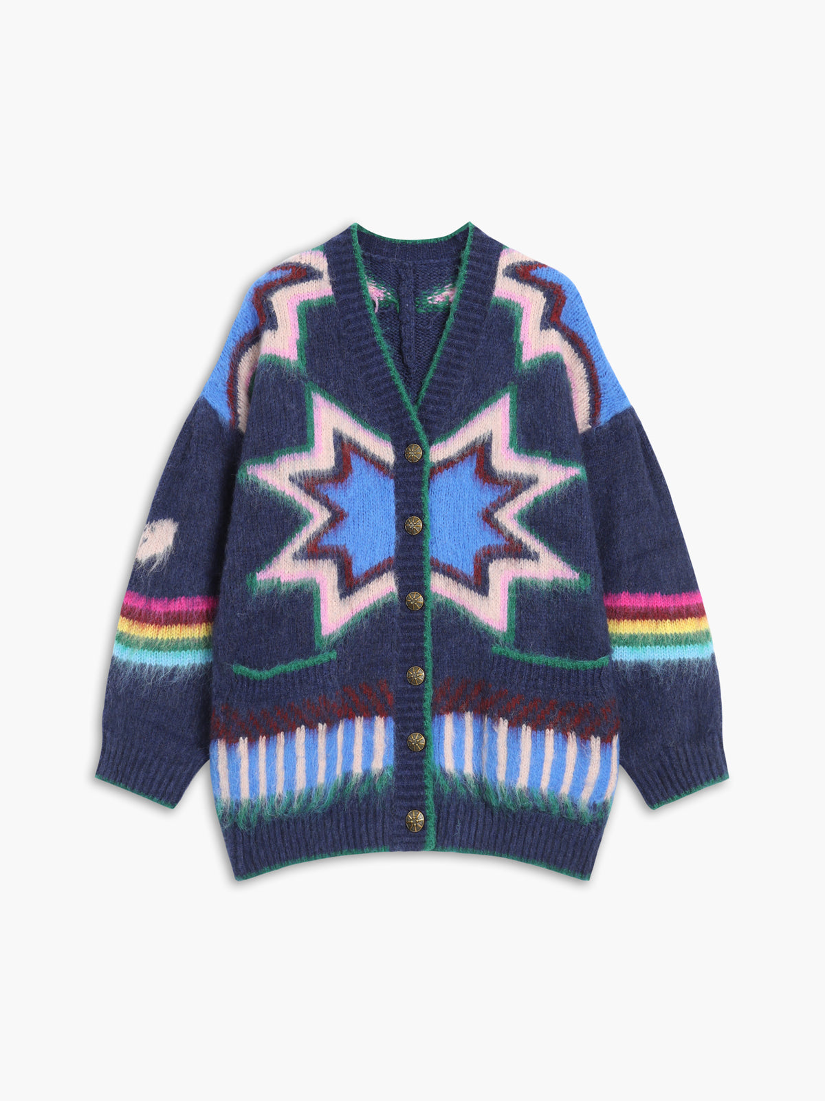 Boho Strick-Cardigan | Oversize-Schnitt & Ethno-Muster | Lässig & Trendy