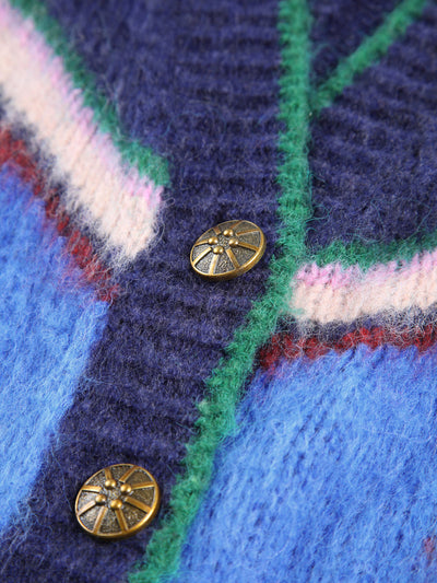 Boho Strick-Cardigan | Oversize-Schnitt & Ethno-Muster | Lässig & Trendy