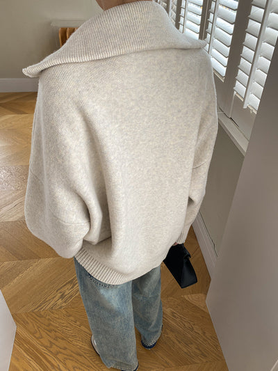 Oversized-Strickjacke mit Reißverschluss | Hoher Kragen | Lässiger Komfort