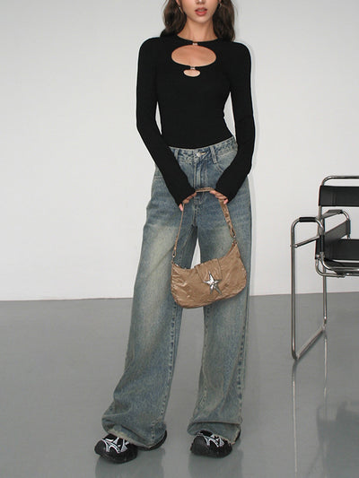 Cut-Out Langarm-Top | Figurbetont & Stylisch | Edgy Design