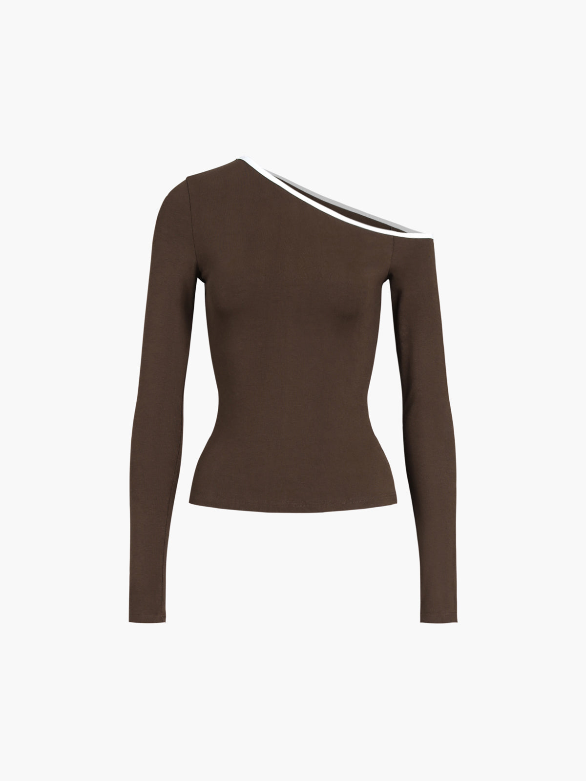 Langarm-Shirt mit asymmetrischem Ausschnitt | Elastischer Jersey | Modern & Elegant