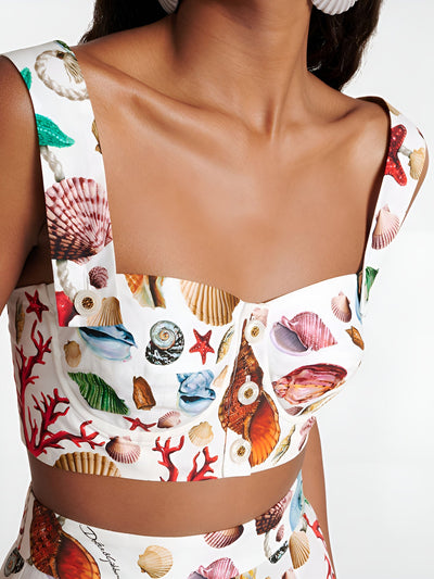 Zweiteiler-Set mit Meeresprint | Bustier & Maxirock | Sommerlicher Chic