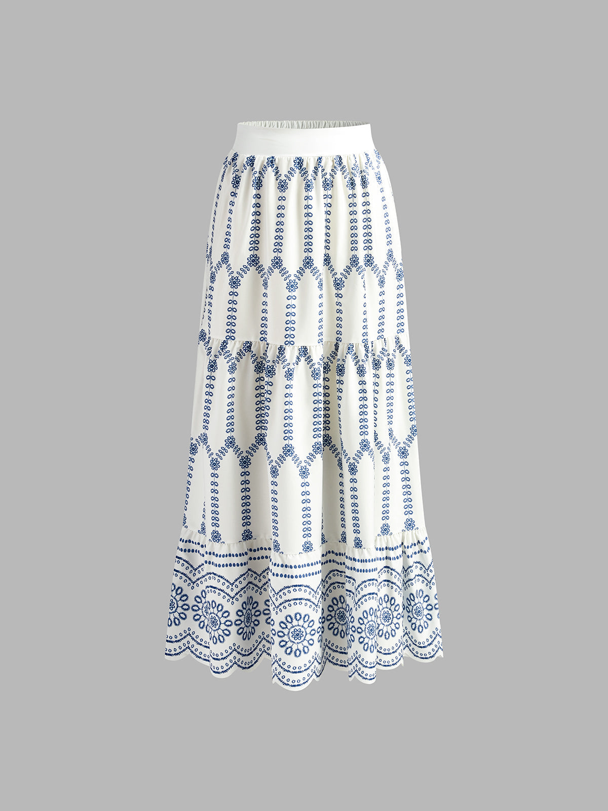 Zweiteiliges Set mit Stickerei | Bustier-Top & Maxirock | Sommerlich & Feminin