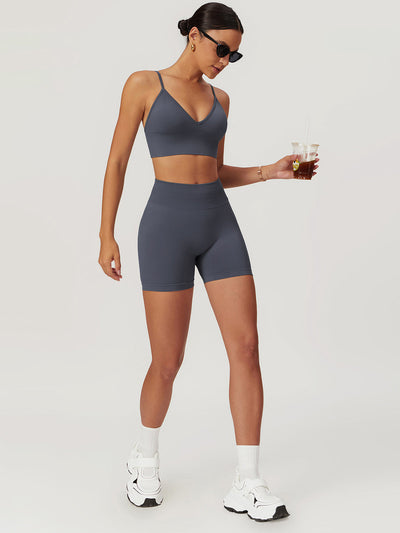 High Waist Yoga Shorts Set – Hüftlift & Formende Sportbekleidung
