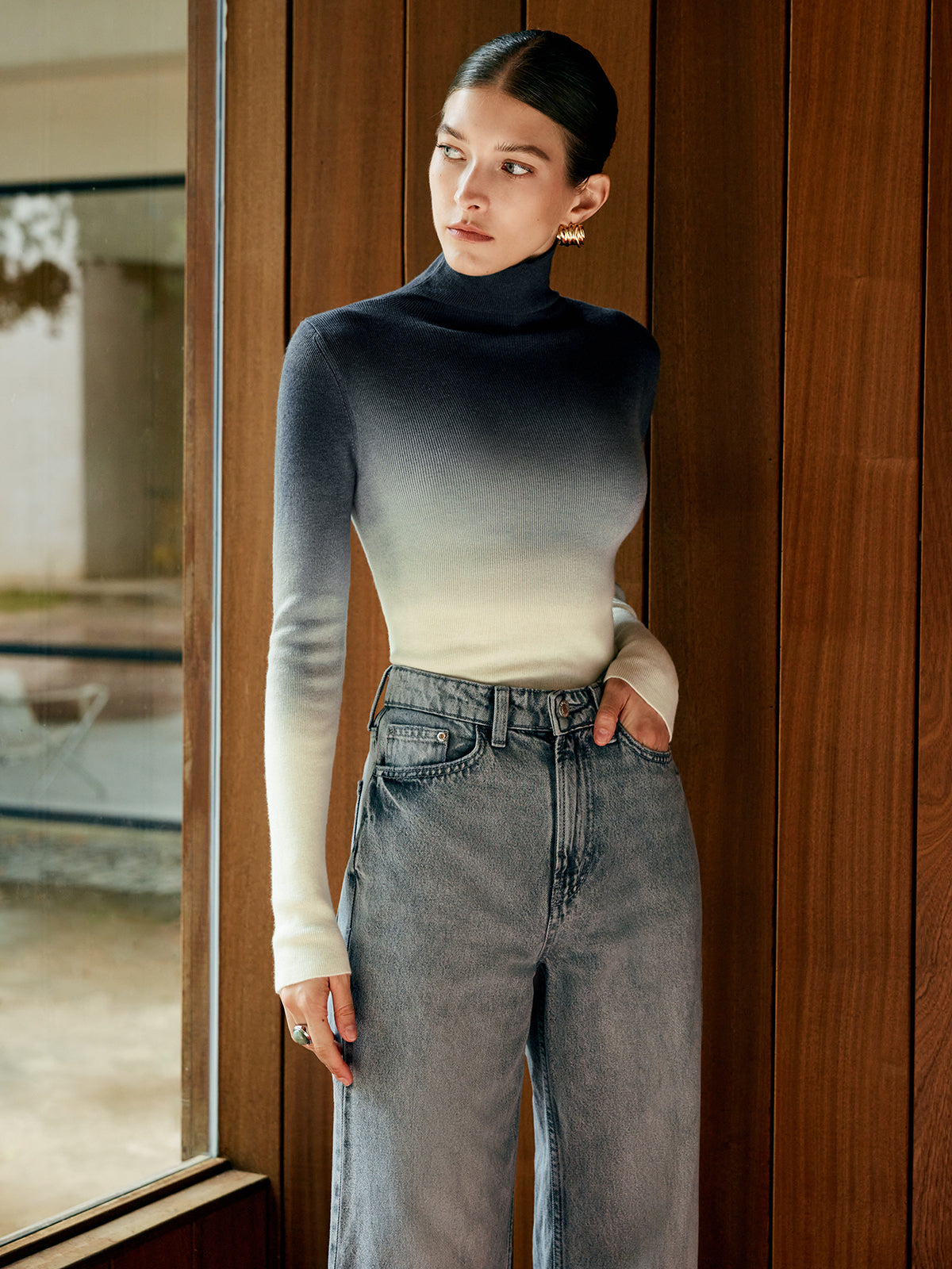 Ombre-Rollkragenpullover | Farbverlauf & Figurbetonte Passform | Modern & Elegant