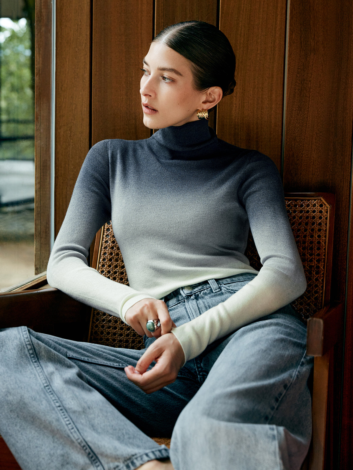 Ombre-Rollkragenpullover | Farbverlauf & Figurbetonte Passform | Modern & Elegant