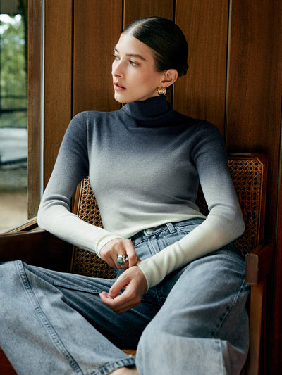 Ombre-Rollkragenpullover | Farbverlauf & Figurbetonte Passform | Modern & Elegant