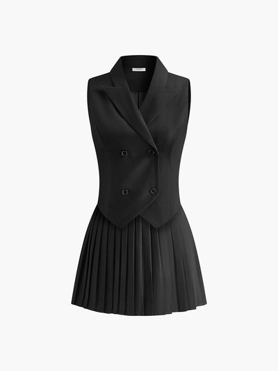 Ärmelloses Blazer-Kleid | Plissee-Design | Klassische Eleganz