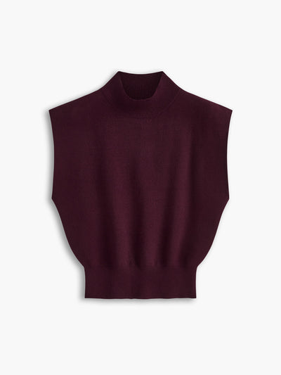Ärmelloses Stricktop | Hoher Kragen & Fließende Passform | Minimalistisch & Elegant