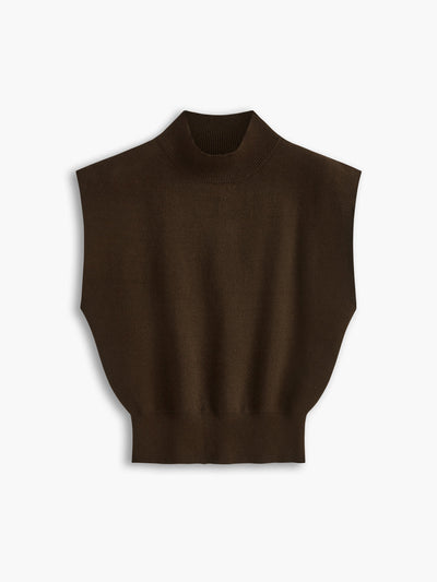 Ärmelloses Stricktop | Hoher Kragen & Fließende Passform | Minimalistisch & Elegant