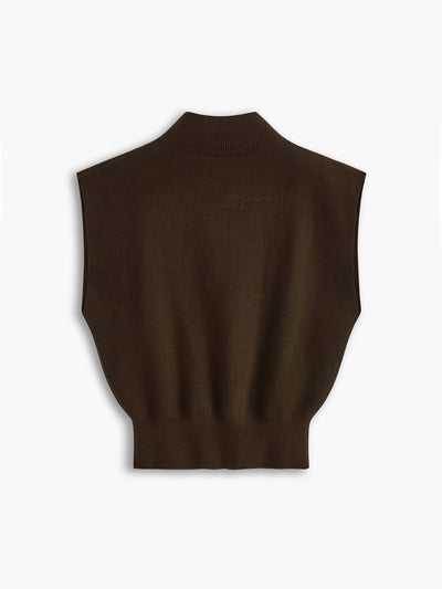 Ärmelloses Stricktop | Hoher Kragen & Fließende Passform | Minimalistisch & Elegant