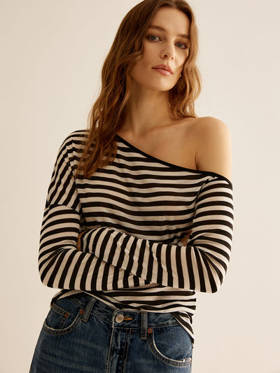 Gestreiftes Off-Shoulder-Top | Lässige Eleganz | Zeitloses Design