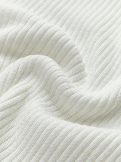 Gerippter Langarm-Pullover | Transparente Schulterpartie & Figurnahe Passform | Modern & Elegant