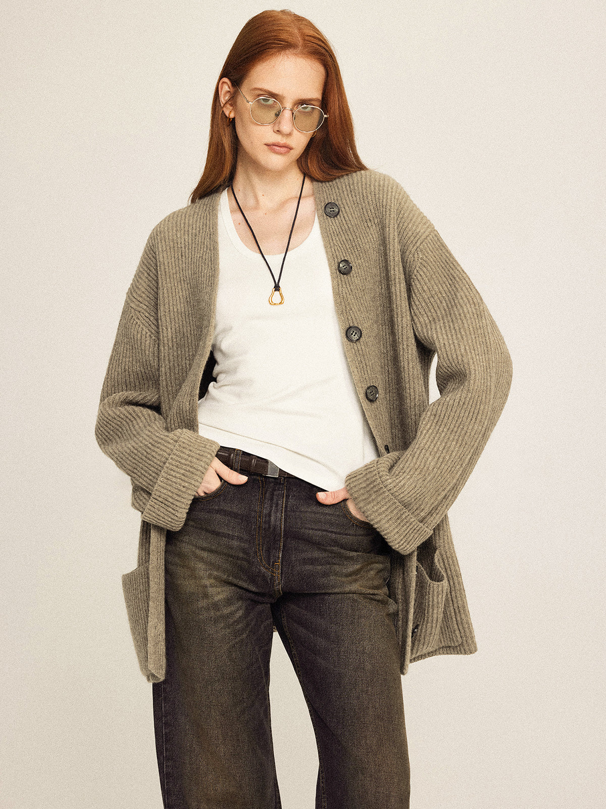 Überdimensioniert-Strickcardigan | Grober Rippstrick | Lässige Eleganz