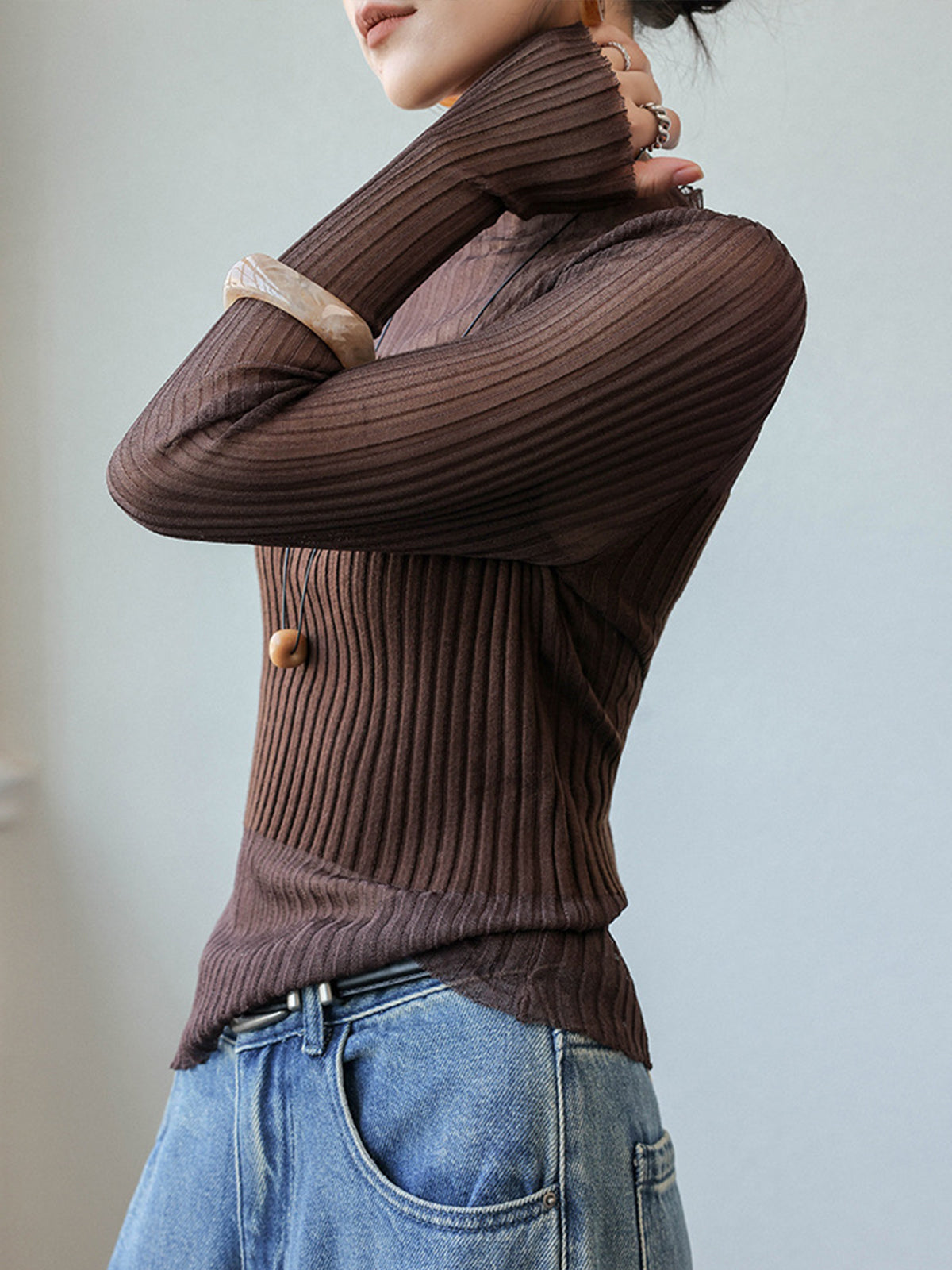 Geripptes Mesh-Top | Halbtransparent | Moderner und eleganter