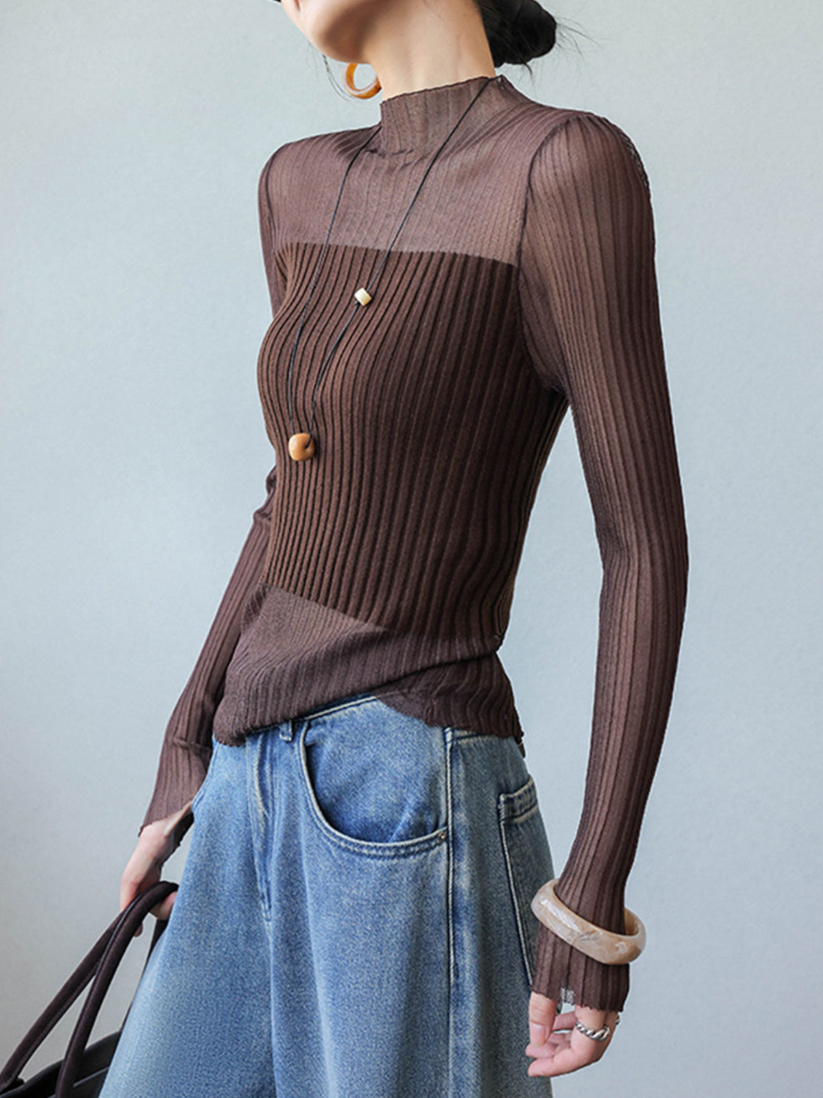 Geripptes Mesh-Top | Halbtransparent | Moderner und eleganter