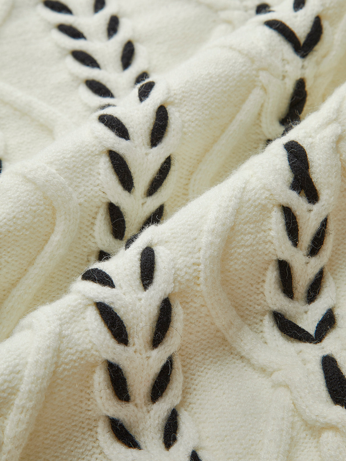 Eleganter Strickpullover | Kontrastmuster & Ballonärmel | Stilvolle Wärme