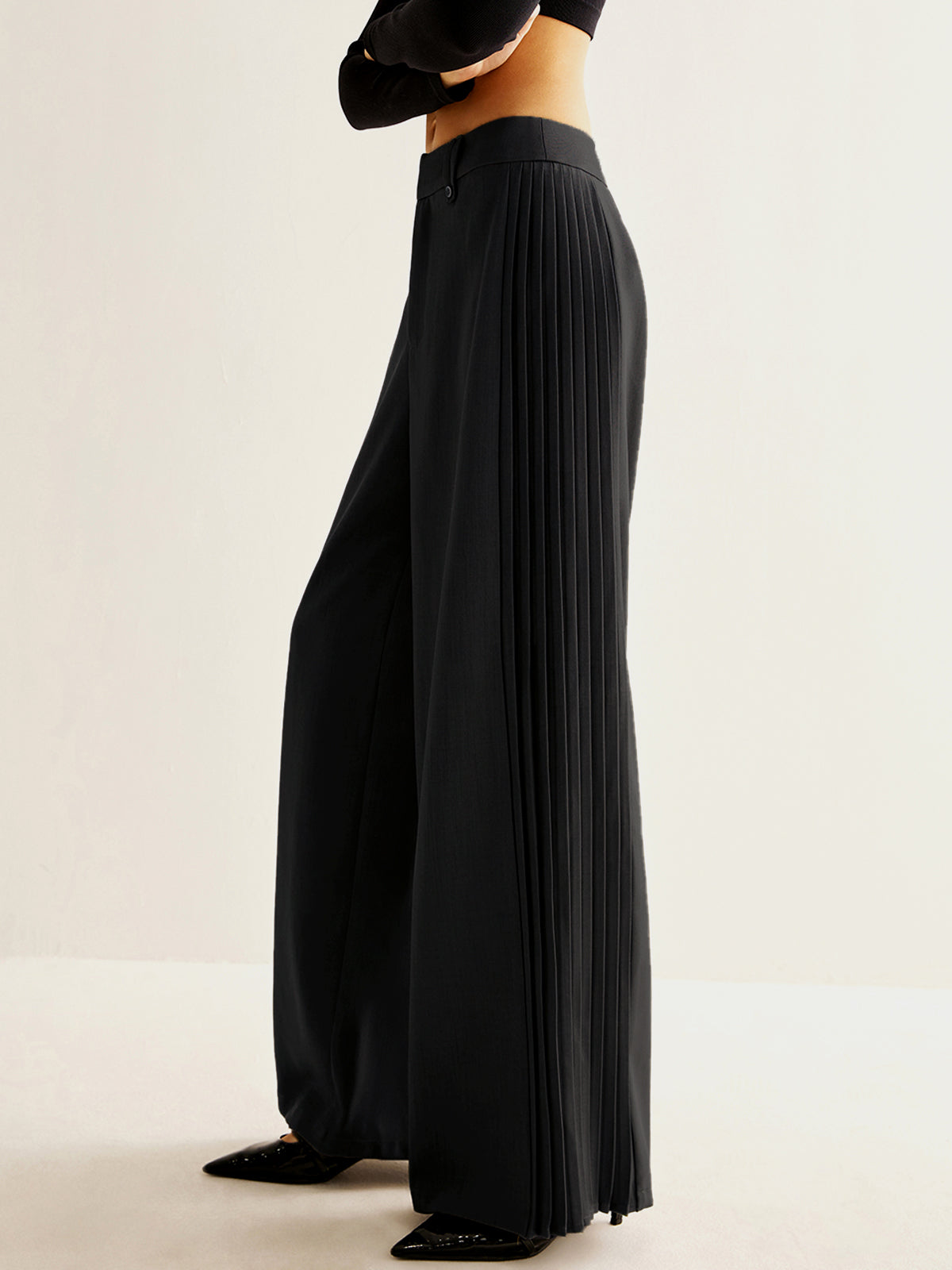 Elegante Wide-Leg-Hose | Falten-Detail & Hoher Bund | Modern & Raffiniert