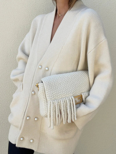 Strick-Cardigan mit Perlenknöpfen | Oversized-Schnitt | Eleganter Komfort