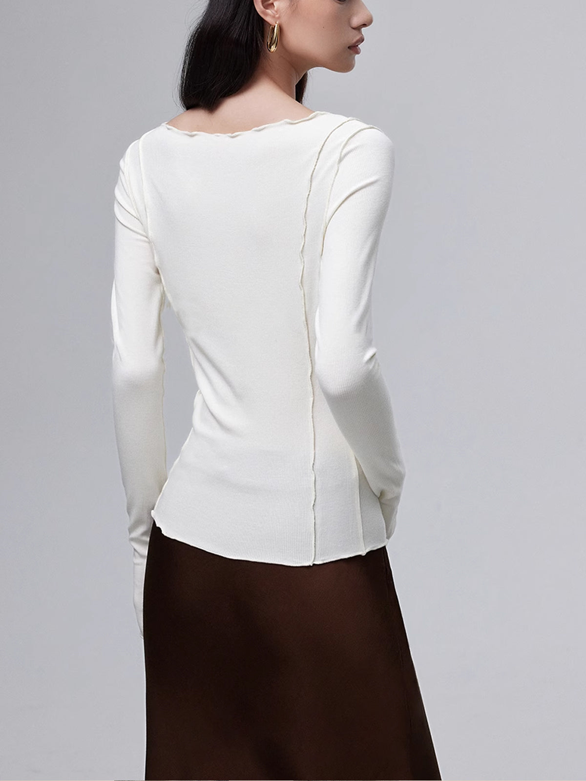 Langarm-Shirt mit Wellenkante | Weiche Baumwolle | Modern & Elegant