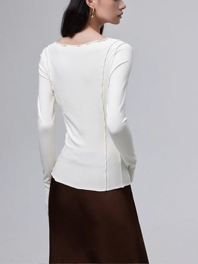 Langarm-Shirt mit Wellenkante | Weiche Baumwolle | Modern & Elegant