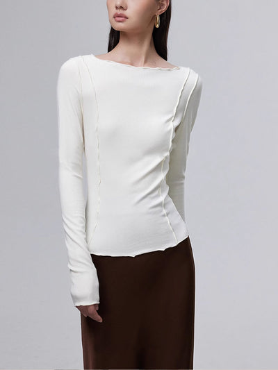 Langarm-Shirt mit Wellenkante | Weiche Baumwolle | Modern & Elegant