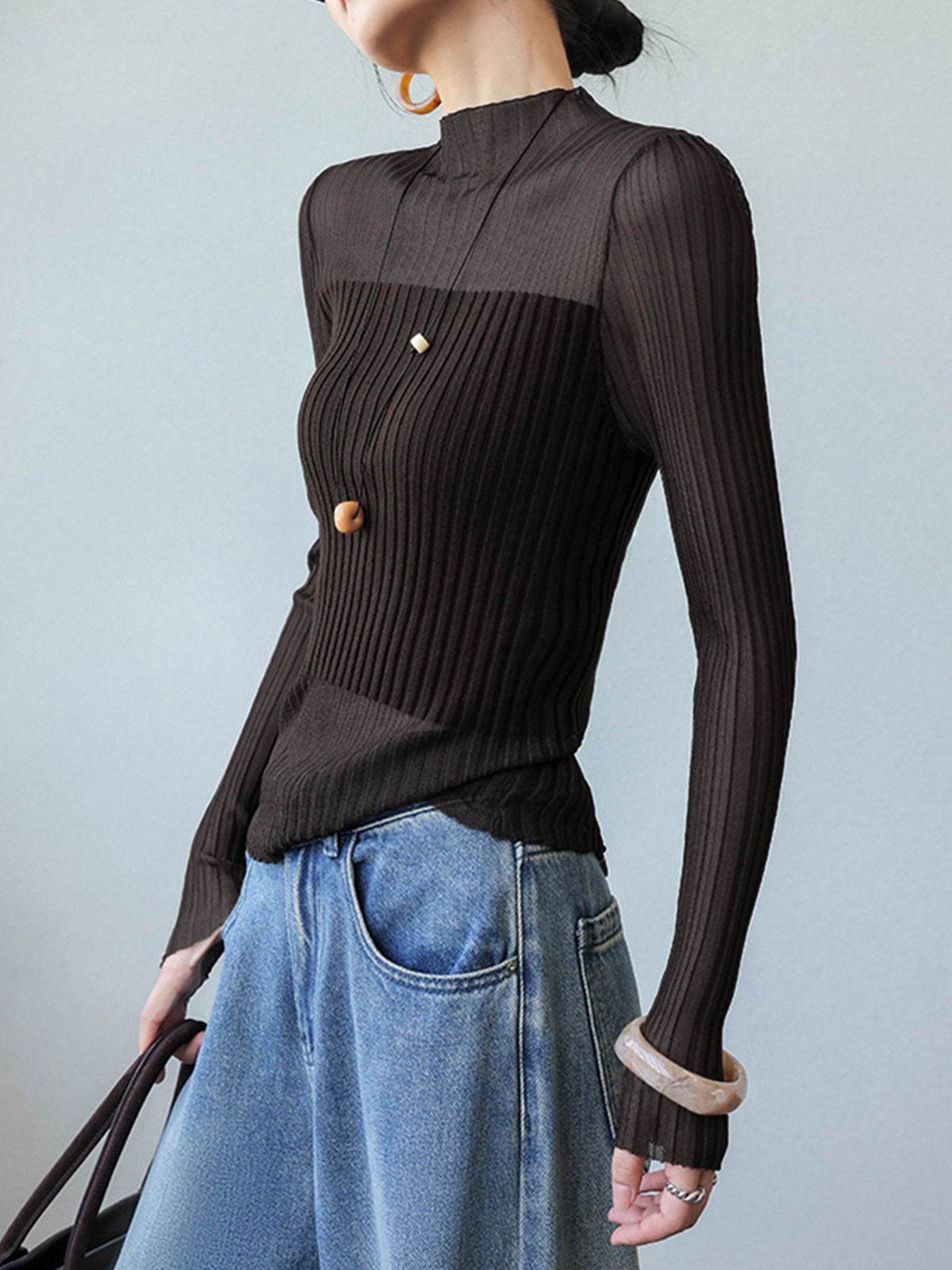 Geripptes Mesh-Top | Halbtransparent | Moderner und eleganter