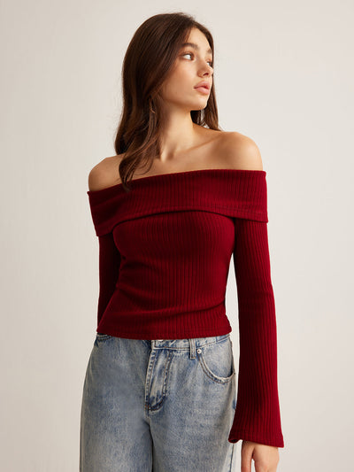 Rippenstrick-Off-Shoulder-Top | Feminine Eleganz | Schmeichelnde Passform
