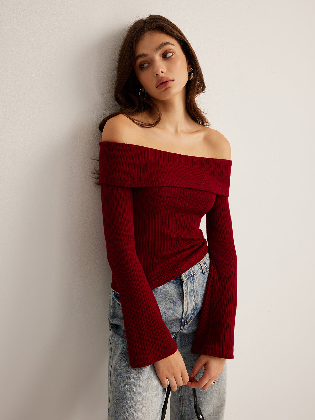 Rippenstrick-Off-Shoulder-Top | Feminine Eleganz | Schmeichelnde Passform