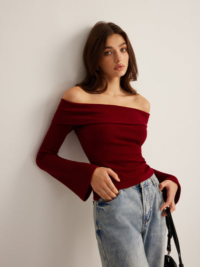 Rippenstrick-Off-Shoulder-Top | Feminine Eleganz | Schmeichelnde Passform