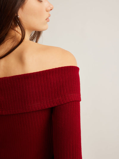Rippenstrick-Off-Shoulder-Top | Feminine Eleganz | Schmeichelnde Passform