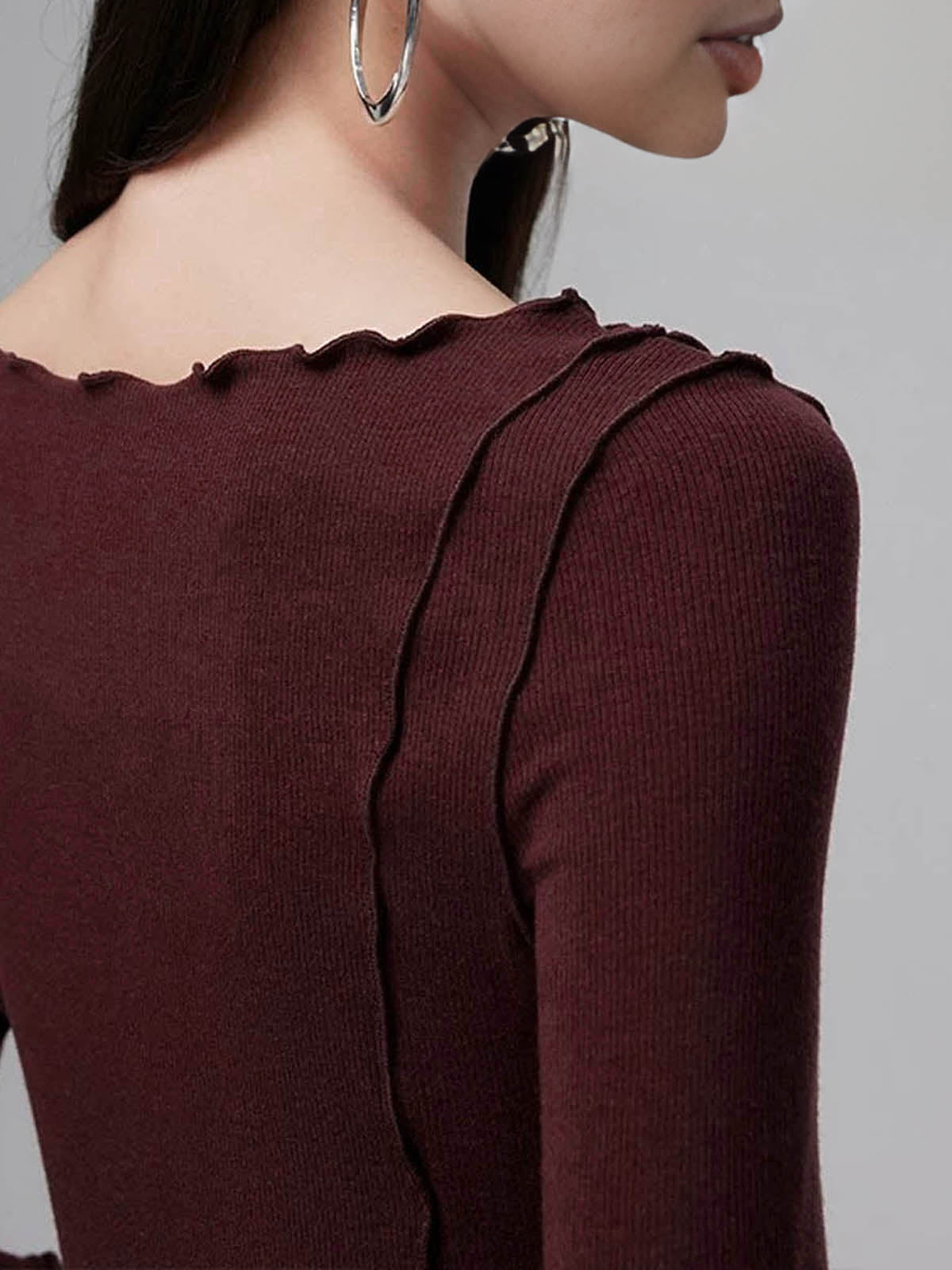 Langarm-Shirt mit Wellenkante | Weiche Baumwolle | Modern & Elegant