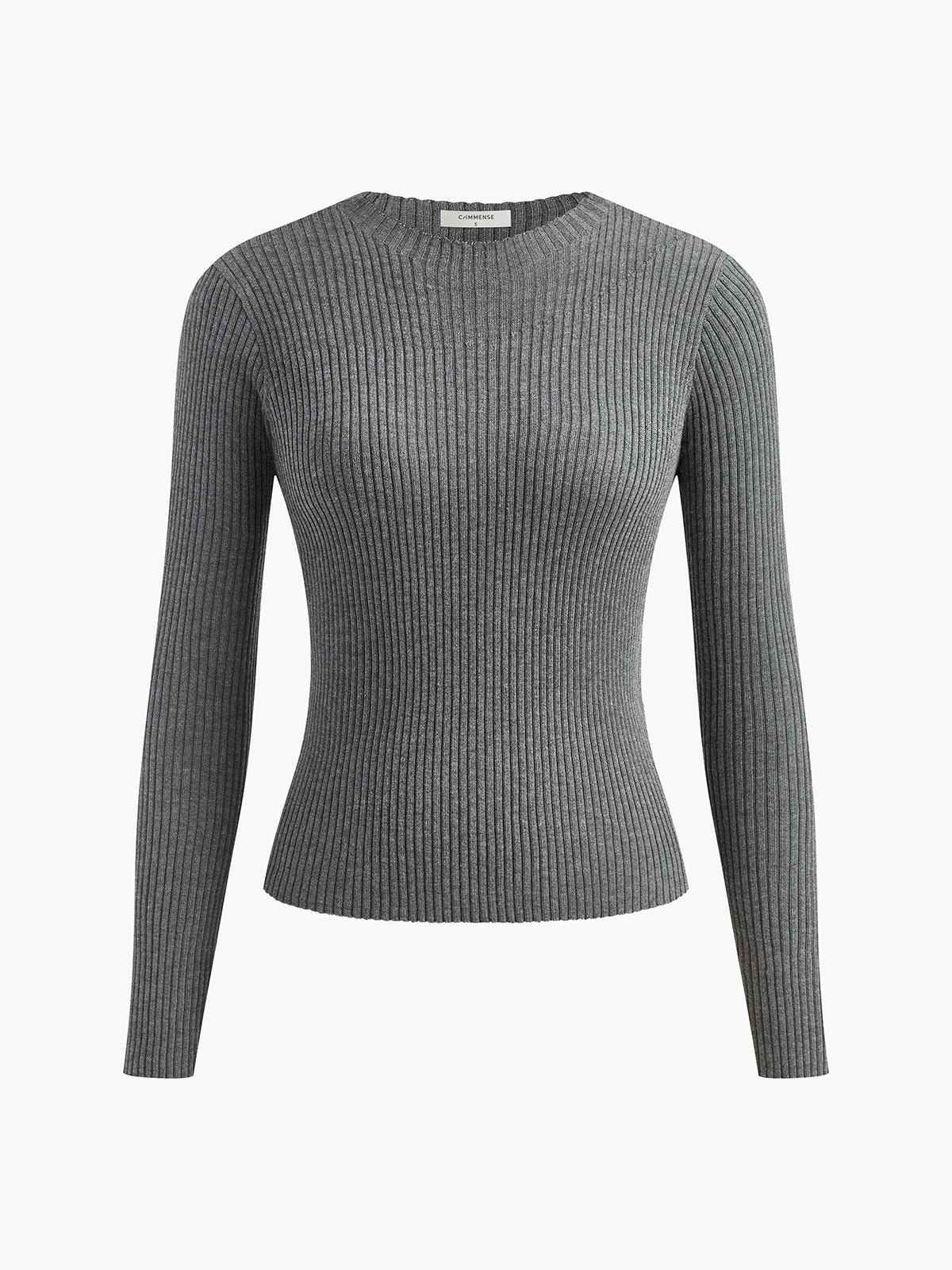 Gerippter Langarm-Pullover | Transparente Schulterpartie & Figurnahe Passform | Modern & Elegant