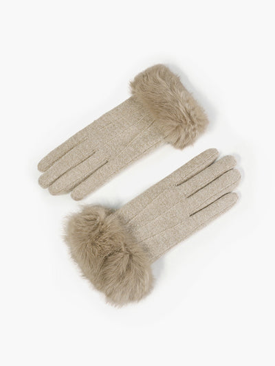 Elegante Winterhandschuhe | Weiches Material | Edler Fellbesatz