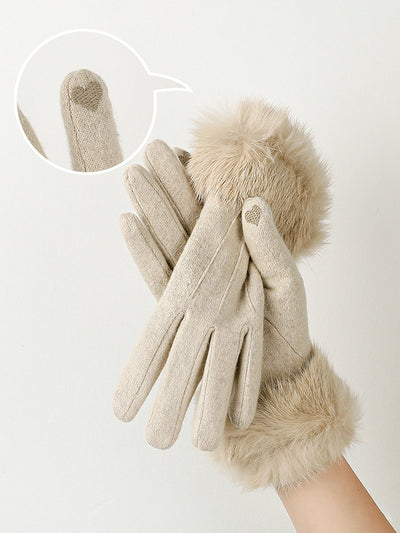 Elegante Winterhandschuhe | Weiches Material | Edler Fellbesatz
