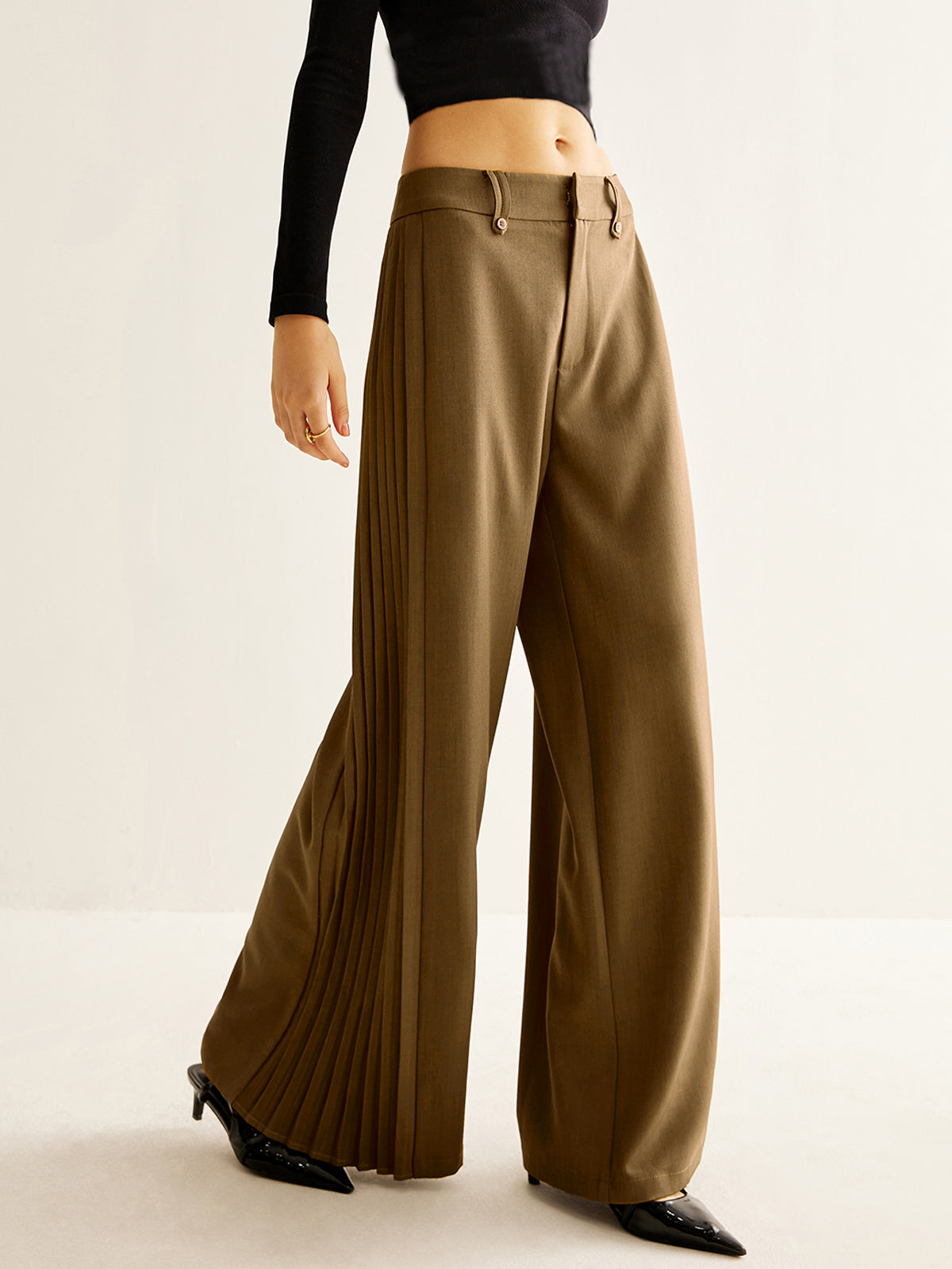 Elegante Wide-Leg-Hose | Falten-Detail & Hoher Bund | Modern & Raffiniert