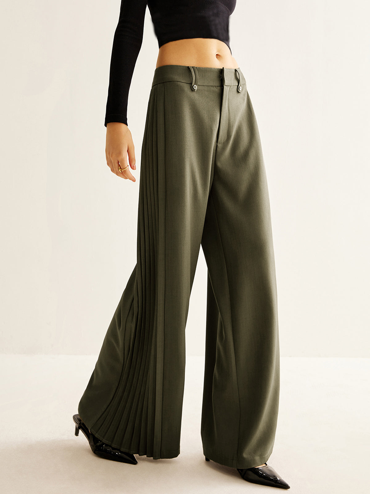 Elegante Wide-Leg-Hose | Falten-Detail & Hoher Bund | Modern & Raffiniert