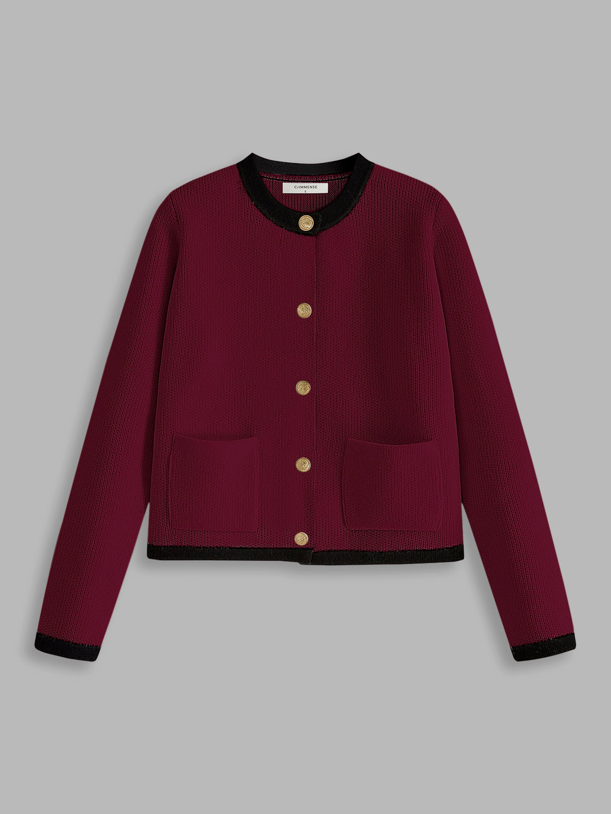 Elegante Bouclé-Jacke | Kontrast-Details & Knöpfe | Klassisch & Stilvoll