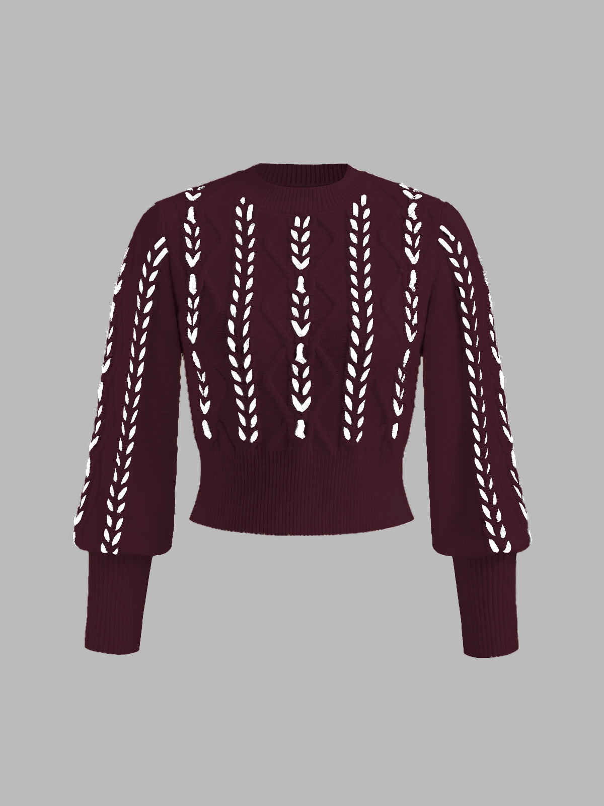 Eleganter Strickpullover | Kontrastmuster & Ballonärmel | Stilvolle Wärme