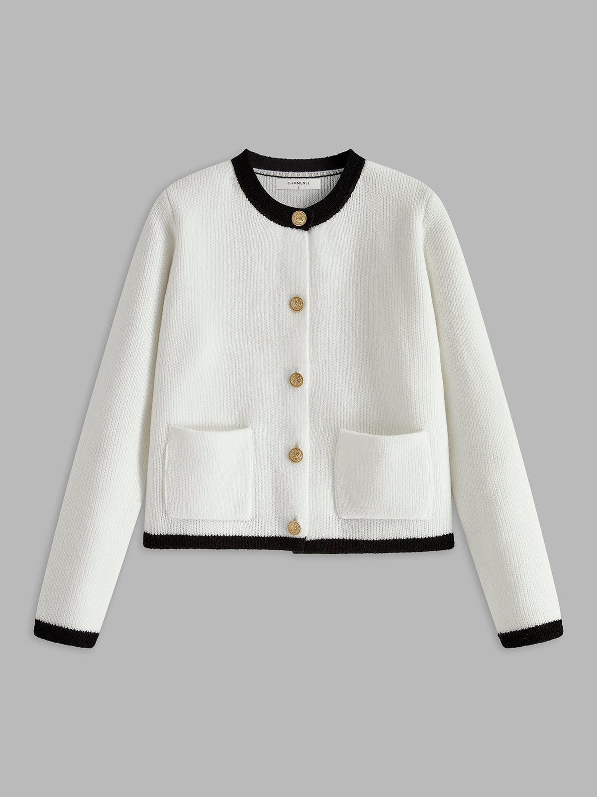 Strick-Cardigan mit Kontrastdetails | Goldene Knöpfe | Klassische Eleganz