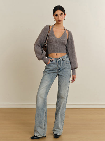 Strick-Set mit Cut-Outs | Crop-Top & Bolero | Moderner & Trendig