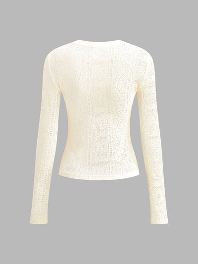 Flauschiger Strickpullover | Feine Spitzenoptik & Figurbetonter Schnitt | Elegant & Zart